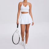 Zingj Casual Bra Short Skirt Running Sports Fitness Suit Breathable Yoga Nude Tennis Suit Two-Piece Set-Outfit