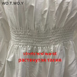 High Waisted White Mini Dress Women Lantern Sleeves Loose Backless Casual Dresses Female A-Line Sweet Summer Dress