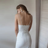 Backless Black White Party Dress For Women Spaghetti Strap High Split Slim Sheath Bodycon Dress New