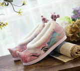 Zingj Shoes Hanfu Shoes Ancient Style Female Embroidered Cloth Shoes Inside The Raised Head Ancient Costume Shoes Cloth Shoes