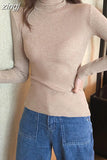 Soft Women Turtleneck Sweater Autumn Knitted Solid Jumper Winter Long Sleeve Elastic Pink Female Pullover Top