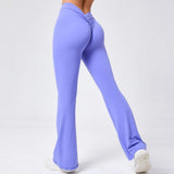 Zingj Hip Yoga V Waist Bell Bottom Pants Fitness Exercise Wide Leg Micro La High Waist Fast Drying Yoga Pants 43210-Outfit