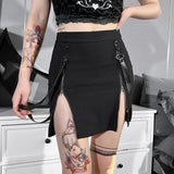 Dark Wind Summer New Double Zipper Bag Hip Fork Goth Design Tight Half Skirt