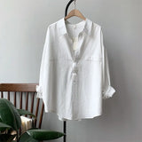 Minimalist Loose White Shirts for Women Turn-down Collar Solid Female Shirts Tops 2020 Spring Summer