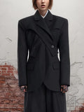 Zingj Sleeve Small Suit 2024 Summer New Temperament Senior Sense Irregular Slim Type Formal Suit Jacket
