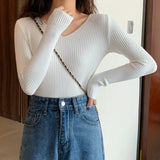 Basic B-neck Solid Autumn Winter Pullover Women Female Knitted Ribbed Sweater Slim Long Sleeve Badycon High Quality