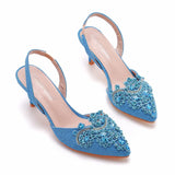 Cm Light-Mouthed Pointed Sandals Discolored Cloth Thin Heel Large Banquet Sandals Women 42 Yards 43 Yards High Heel