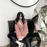 Striped Tee Ladies Hip Hop Fall oversized T-shirt Streetwear Top Harajuku Punk Loose y2k top women striped sleeves
