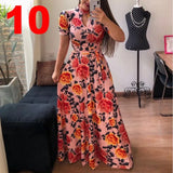 Spring Autumn Bohemia Flower Print Women's Dress Cuasla Hollow Out Long Sleeve Maxi Dresses Fashion Tunic Party Dress