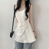 Tully lace side shirring layered bustier BlouseOutfit