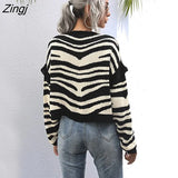 Fashion Zebra Knit Cardigan Sweater for Women Autumn Sweaters 2022 new V-Neck Single Breasted Sweater Cardigans