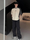 Zingj Short-Sleeved T-Shirt Men And Women Loose Casual Retro Shoulder Sleeve Ins Simple Thin Letter Versatile