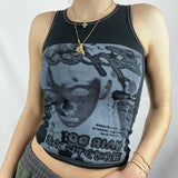 Gothic Print T-shirt Women Long Sleeve Slim Fit Crop Top Y2K Aesthetic Spring Autumn Sweats Tees Top Harajuku