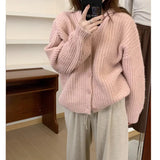 Zingj Recommend Korean Soft Waxy Twist Flower Sweater Coat Female Autumn And Winter Solid Color Loose Thick Needle Hat Knit Cardigan Jacket-Outfit