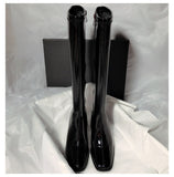 Zingj New 2023 Thigh-High Boot Rear Zipper Shows The Slim Square Head Knight Boots-Outfit