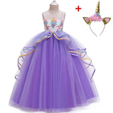 Unicorn Dress for Girls Flower Appliques Ball Gown Little Girl Princess Dresses Elegant Party Costumes Children