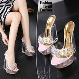 Zingj Glass Diamond Crystal Slope With Slippers Women's Summer Waterproof Platform Anti-Skid Thick Bottom Sexy Versatile