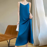 Acetate Silk Sling Dress Women Summer Loose Inside The Long Dress French Design Fairy Set Of