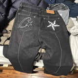 Zingj Devil Island Denim Suit High Street Western Denim Jacket Baggy Jeans Trend Card 211-1-Outfit