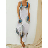 Slouchy Retro Abstract Print Overalls
