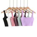 Zingj Temperament Sexy Back Double Small Vest Summer Women's New Pure Color Versatile Short Sleeveless Jacket-Outfit