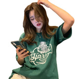 Summer Korean Version Of The Bf Style Loose All-match Printing Student Short-sleeved T-shirt Women's Casual Hong Kong