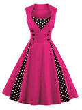 Robe Femme Women Vintage Dress 50s 60s 70s Hepburn Pin Up Big Swing Retro Rockabilly Solid Dresses Red Blue Tunic