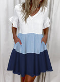 Regular Sleeve Fashion Short Printed Ruffle Pocket