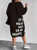Large-Size Women's Autumn And Winter Fashionable Letter Printed Long-Sleeved Loose Casual Straight Sweater