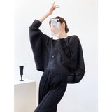 Folds 2025 Spring Loose Pure Color Top Loose Languid Folding Top High-End Sun Protection
