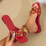 Zingj Slippers Female 2024 New Metal Rivet Square Head Fashion One Word Large Size Casual