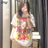 New Women basic o neck short sleeve fun print casual T-shirt female leisure knitted T shirt chic tops