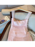 Sweet Elegant Princess Dress Women Korean Sexy Slim Gauze Patchwork Sleeveless Mini Dress Fashion Bodycon Clubwear