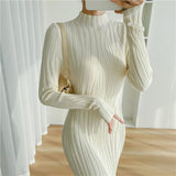 Temperament Half-High Collar Long Ankles Knitted Sweater Skirt Women's Autumn New Sweater