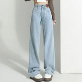 Zingj Wide-Leg Jeans Female Fall Fall 2024 New High Waist Small Show Thin Straight Loose Pants-Outfit