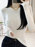 T Shirt Women Cotton Long Sleeve Top T-Shirts Korean Style Slim Elastic Woman Clothes Tee Shirt Spring Camisetas De