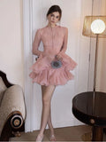 Frill Buttoned Long Sleeve Midi Dress-Outfit