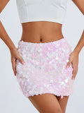 Sexy Women Sparkle Sequined Skirts Summer Party Clubwear Glitter Bodycon Short Mini Pencil Skirts Streetwear 2023