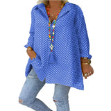 Summer Women Blouses Long New Boho Dot Long Sleeve Loose Lady Fashion Casual Blouse Shirts Top Blusas Mujer de