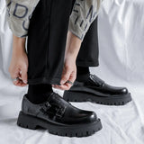 2025 New Youth Round Head British Wind Low Heel Set Foot Big Head Work Pack Platform Shoes