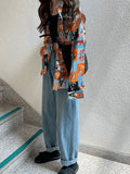 Vintage Mixed Print Long Sleeve Blouse- Outfit
