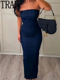 Off Shoulder Denim Dress Woman Blue Corset Long Dress Women Midi Bodycon Dresses For Women 2023 Elegant Party