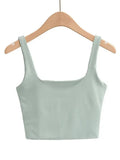 Summer Women Sexy Sleeveless Tops Fashion Short Square Collar Tank Tops 6