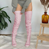 Zingj And Winter Solid Color Hollow Out Mesh Long Tube Over The Knee Pile Pile Socks Women's Knitting