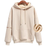 Women Thick Warm Hoodies fleece jackets woman Girls Pullover Long Sleeve Loose Plush Hoodie Teenagers Autumn Winter