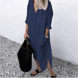 Solid Color Cotton Blend Simple Long Shirt Women's