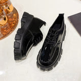 Zingj Size 2023 New British Style Lace-Up Single Shoe Platform Heighten Small Leather Shoes Women Retro Loafers Women-Outfit