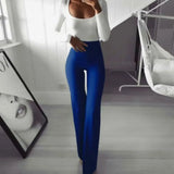 Autumn Solid Elegant Female Lady Women's Palazzo Flared Wide Killer Legs Pants High Waist OL Ladies Career Long