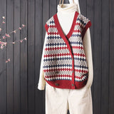 Spring and Autumn Fashion New Loose Sleeveless V-neck Knitted Vest Women's Casual Vest Western-style All-match