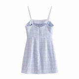 Tweed Spaghetti Strap Bodycon Women Mini Dress 2021 Summer New Solid High Waist Chic All-match Office Lady Femme